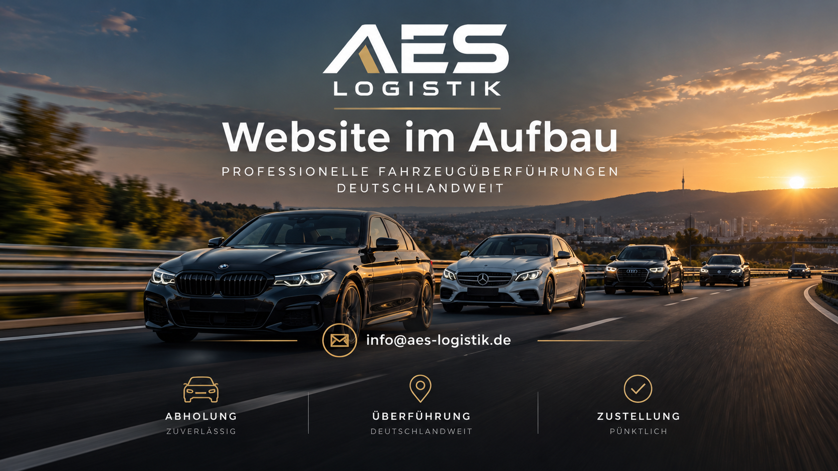 AES Logistik. Website im Aufbau. Professionelle Fahrzeugüberführungen deutschlandweit. info@aes-logistik.de. Abholung, Überführung und Zustellung.
